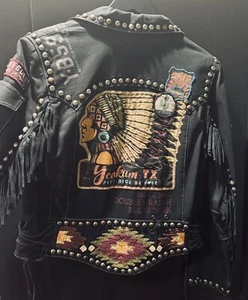 Double D Ranch Escalante Leather Biker Jacket Black Size Small Fits Like Medium - Picture 1 of 14