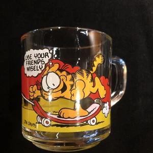 Vtg 1978-80 Garfield Glass Mug McDonald’s Use Your Friends Wisely - Picture 1 of 5