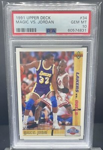 1991-92 Upper Deck Magic Johnson vs Michael Jordan #34 PSA 10 GEM MINT