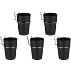  5 Sets Pegboard Cup with Hook and Loop Stainless Steel Black Storage Bin Cups