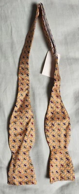 Jos A Bank Vivid Bow Tie Yellow Multicolor Geometric 100% Silk - Image 1 of 4