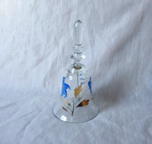Vintage Clear Crystal Glass Floral Hand Painted 7" Bel - Made in Hungary - Picture 1 of 4