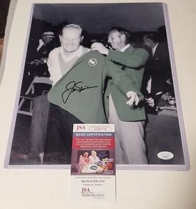 JACK NICKLAUS GIACCA VERDE FIRMATA MASTER CHAMPION FOTO EDITING 11 X 14 JSA - Foto 1 di 1