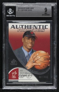2003-04 SP Game Used Authentic Rookies /999 Dwyane Wade BGS 9 MINT Rookie RC HOF