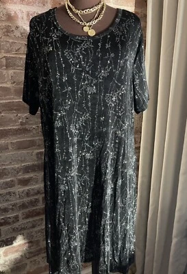 New! Impressions Woman Black Silver Glitter Slinky Stretch Knit Midi Dress 2X - Imagem 1 de 4