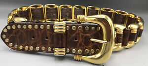 Nanni Brown & Gold Leather Ladies Belt Size 30