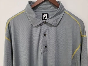 FootJoy FJ Mens Sz 2XL Black Yellow Short Sleeve Striped Polo Shirt XXL - Picture 1 of 8