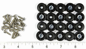 20 SMALL ROUND RUBBER FEET w/ SCREWS   1/2 W x 1/4 H   - MADE IN USA - FREE S&H