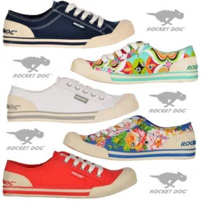 Rocket Dog Jazzin Womens Girls Canvass Lace Up Trainers Assorted Colours RRP £50