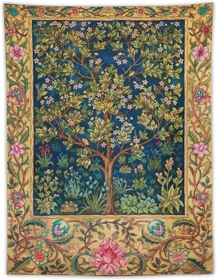 William Morris Árbol de la Vida Tapiz Colgante de Pared, Medieval Clásico Vintage Flowe Foto 1 de 4