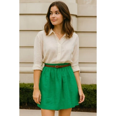 Mini mezcla de lino verde J.Crew con bolsillos 2 Foto 1 de 4