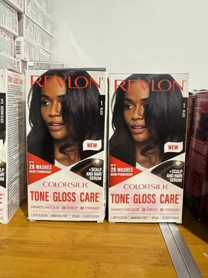 (2) Revlon Colorsilk Tono Brillo Cuidado Demi Permanente Color de Cabello #1 Negro  Foto 1 de 2