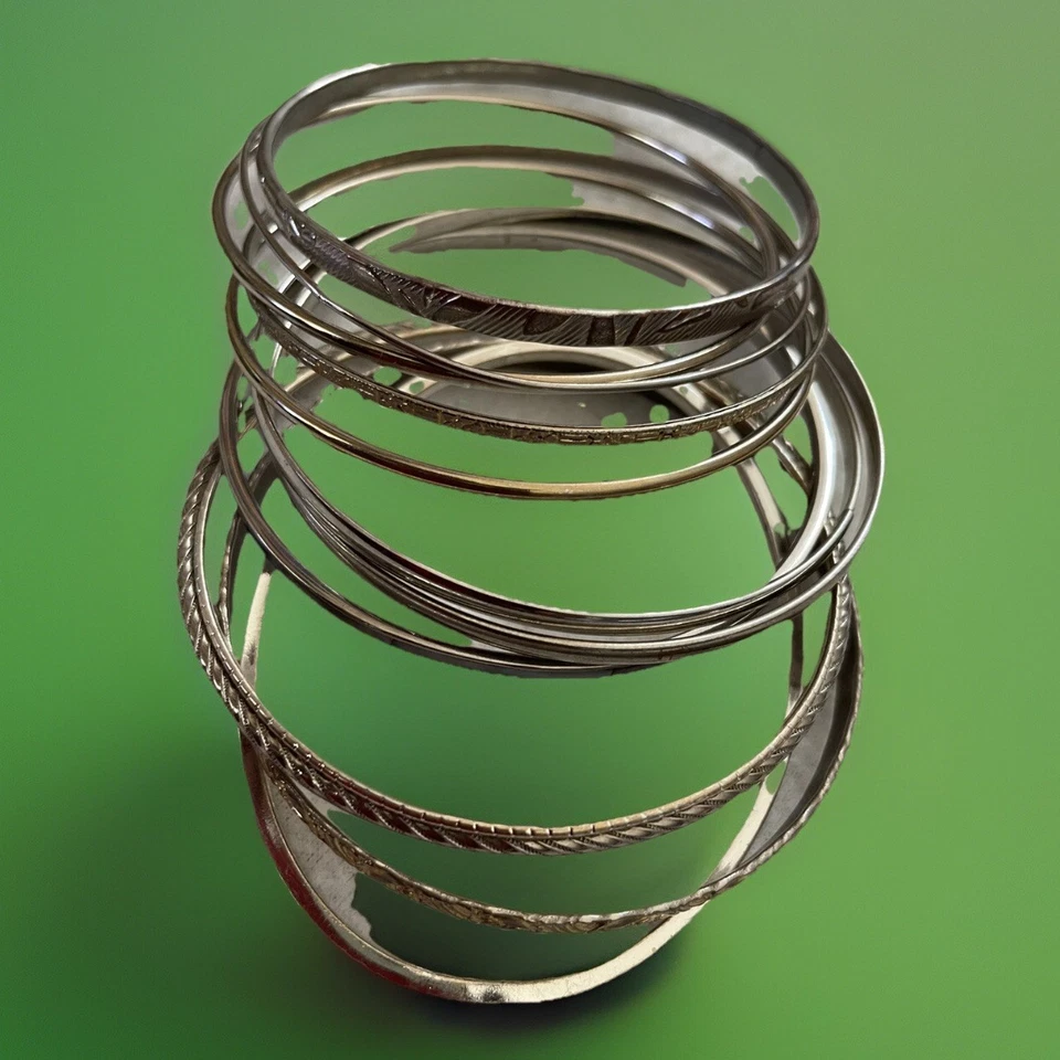 女士手镯手链 12 件装哈莱姆风格多金属蚀刻陶瓷 7.5 英寸复古 — 第 1/4 张图片