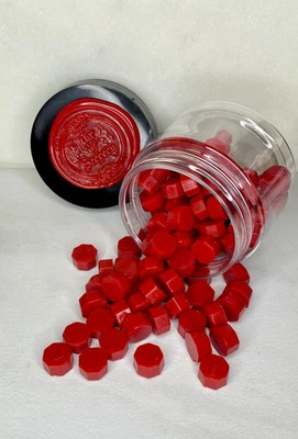 100 contas de cera de vedação vermelhas maçã doce contagem - Imagem 1 de 3