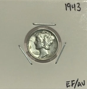 Moneda de diez centavos Mercury 1943, extremadamente fina/AU, 90 % plata, ¡muy bonita!🔥 - Imagen 1 de 2
