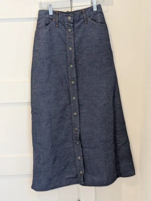 Vintage Levi's Orange Tab 70s Maxi Snap Down Denim Jean Skirt size 9/10 EUC - Image 1 of 4