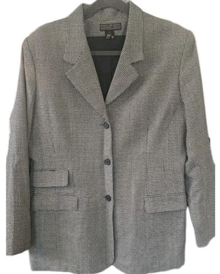 Blazer para mujer Herman Geist 16 pata de gallo 100 % lana novio 3 bolsillos con botones Foto 1 de 4