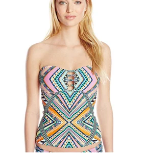 Jessica Simpson Women's Printed Tankini Top Women's Swimsuit,Multi, S - Picture 1 of 4