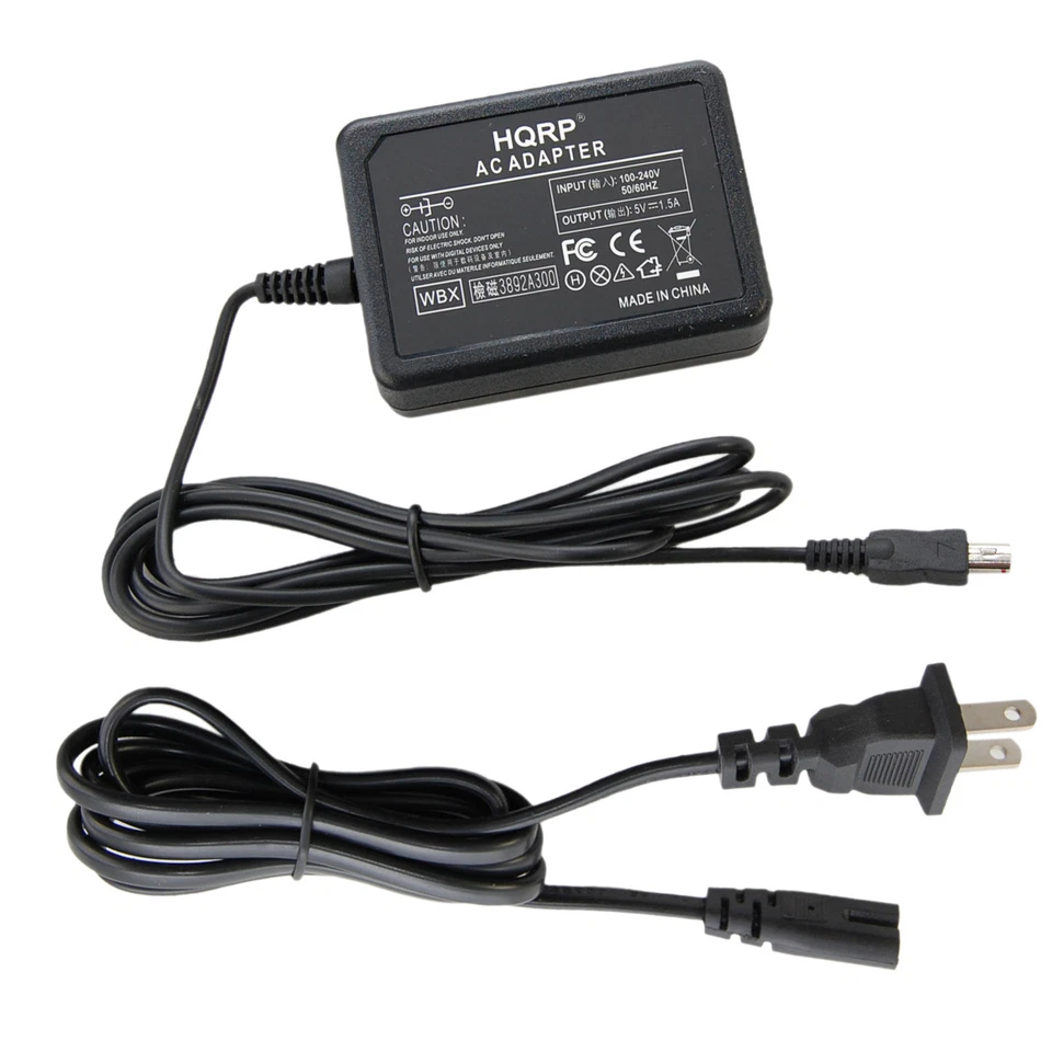 Cargador adaptador de CA HQRP para Samsung HMX-H300BN, HMX-H200BN, HMX-H203, HMX-H204 Foto 1 de 4