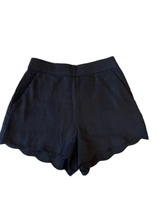Abercrombie & Fitch Black Scalloped Edge 100% Linen Shorts Size 28 - Picture 1 of 4