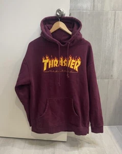 Thrasher Magazine Flame Logo Hoodie Burgundy Men’s M-L Skateboarding - Picture 1 of 6