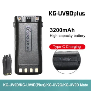 Wouxun 7.4V 3200mAh Type-C Battery With Belt Clip for KG-UV9DPLUS KG-UV2Q Radios - Afbeelding 1 van 7