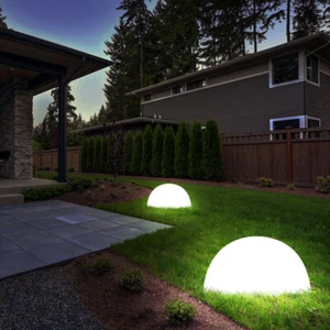 Solarleuchte Außenlampe Kugelleuchte LED Halbkugel Gartendeko weiß Hof 2er Set - Bild 1 von 12