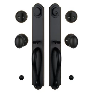 TMC Double Door Handleset with Knob Handle for Front Door in Aged Bronze - Picture 1 of 7