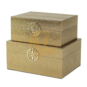 S/2 Boxes Bronze Gold Indoor Outdoor Home Decor Tabletop Decoration - Picture 1 of 20
