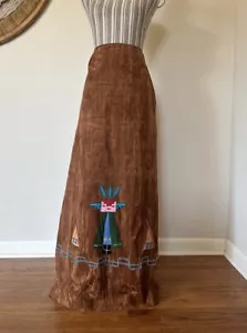 Vintage 70s Native American Western Maxi Skirt Woman's Large Tall - Picture 1 of 9