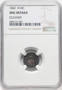 1842 Seated 1/2 Dime - NGC UNC Details - VERY PQ - VERY RARE IN THIS GRADE! - Picture 1 of 2