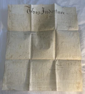 Antique 1845 Vellum Indenture Deed Bristol Township Philadelphia Pennsylvania PA - Picture 1 of 5