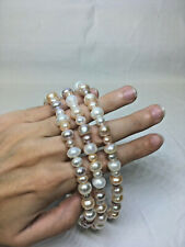 36" Pink Peach and White Multishape Freshwater Cultured Pearl Necklace 