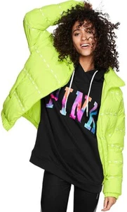 Victoria’s Secret Pink Puffer Winter Jacket Lighting Lime Medium NWT - Picture 1 of 4