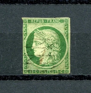 KMC4076-France #2 (F413) Ceres 15c green on greenish paper, Used, FVF,CV$800.00 - Picture 1 of 2