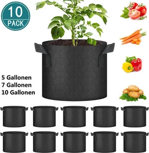 5/10X PFLANZSÄCKE MIT HENKELN PFLANZTASCHE GROW PLANT BAGS PFLANZBEHÄLTER 11-30L - Bild 1 von 14