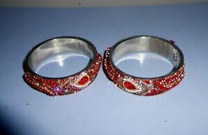 Ethnic Matching Costume Red Bangle Fashion Wedding Jewelry Set (2) Nwt