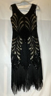 Vestido con flecos de aleta con cuentas cabeza pieza guantes red pequeños pendientes 8 piezas Foto 1 de 4