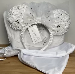 Disney Rara Cerchietto Velo Bianco Orecchio Minnie Mouse Vera Wang Edizione Limitata *LEGGI - Foto 1 di 6