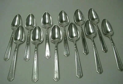 12 PRINCESS PATRICIA GORHAM STERLING SILVER TEASPOONS SPOONS c1926 Used Mono JS - Image 1 of 4