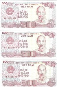 1988 Viet Nam 500 Dong 101a UNC 8 Notes - Picture 1 of 2