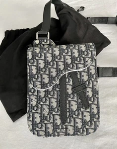 AUTHENTIC DIOR MESSENGER SADDLE POUCH BEIGE AND BLACK DIOR OBLIQUE JACQUARD - Picture 1 of 24
