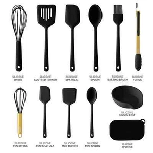 Thyme & Table 12- Piece Silicone Cooking Utensil Set Black - Picture 1 of 4