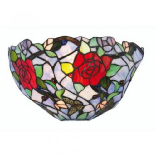 Quality Tiffany Style Rose Uplighter Stained Glass Wall Light *Clearance RRP £99 - Image 1 of 1