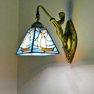 Tiffany Sconce Lighting Stained Glass Wall Lamp Nautical Bedroom Light Fixture - Picture 1 of 6