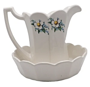 Vintage McCoy Milk Pitcher & Bowl, Lancaster Colony #7533 Floral Pattern - Picture 1 of 14