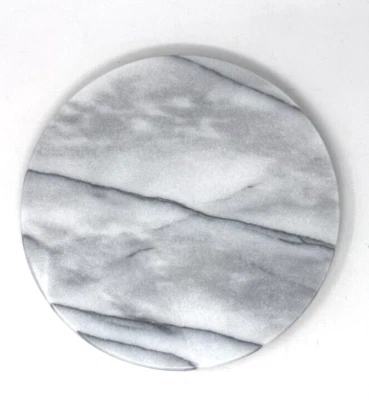 BEAUTIFUL WHITE GREY HEAVY MARBLE LAZY SUSAN 11 3/4" NEW - Image 1 of 2