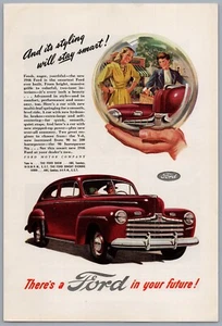 Anuncio impreso de automóvil Ford 1946 vintage anuncio de automóvil 10" x 6" - Imagen 1 de 1