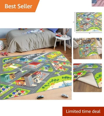 Alfombra de carretera City Streets Car - Alfombra de juego educativa para niños Foto 1 de 4