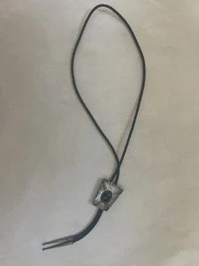 Bolo Tie Navajo ? Handmade Sterling Silver Black Onyx Signed FG FNG - Picture 1 of 7
